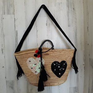 NWT URBAN LOVE EXTRA LARGE STRAW TOTE BAG